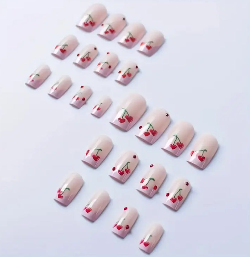 Cherry French Tip Nails