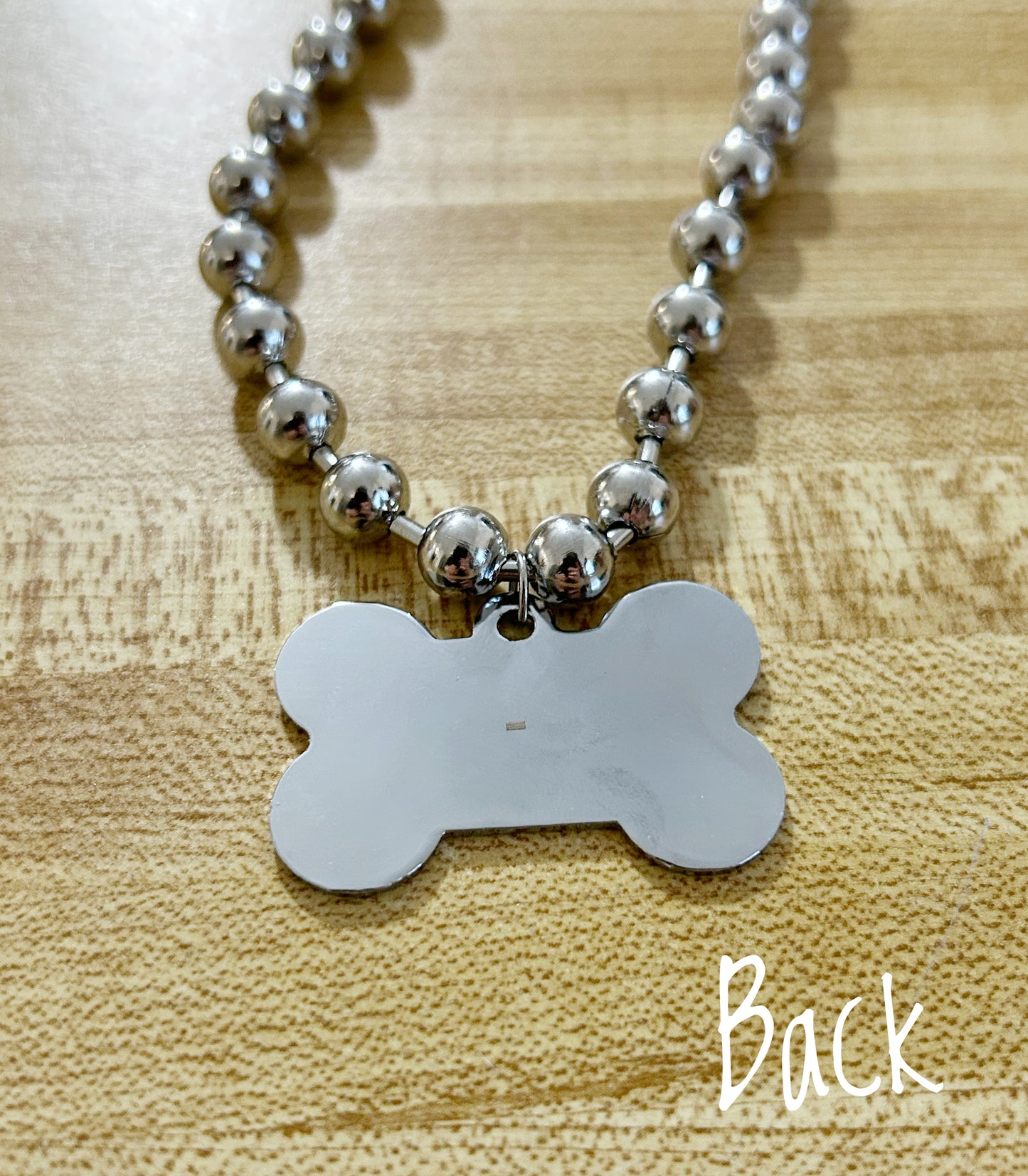 Blue Glitter Dog Bone necklace