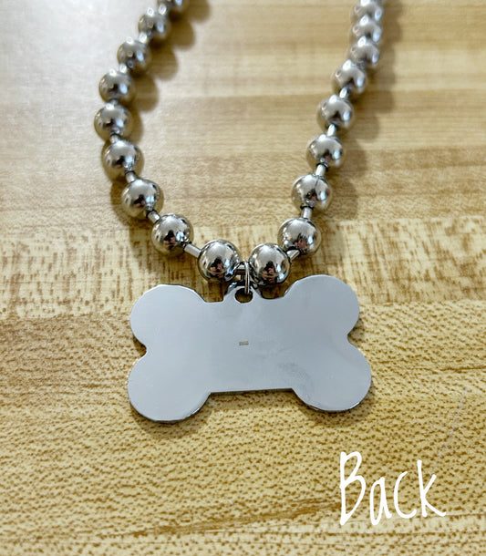 Blue Glitter Dog Bone necklace
