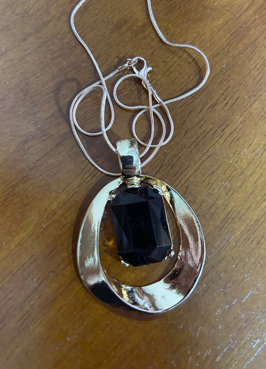 Silver Elegant square gemstone necklace
