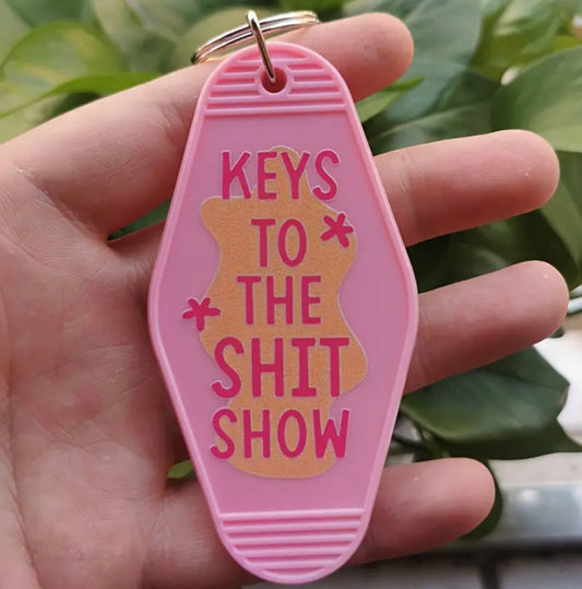Keys to the shit show keychain: pink