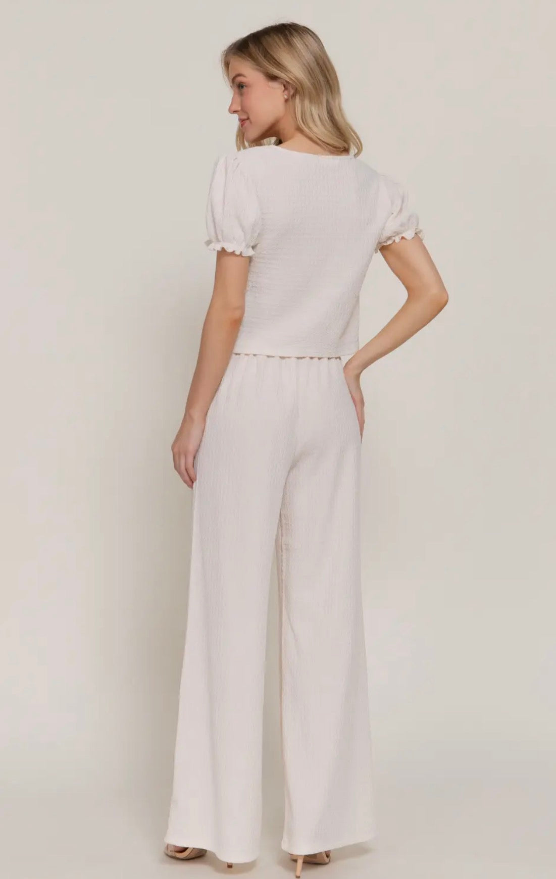 Ivory Bow Knit Top & Pants Set