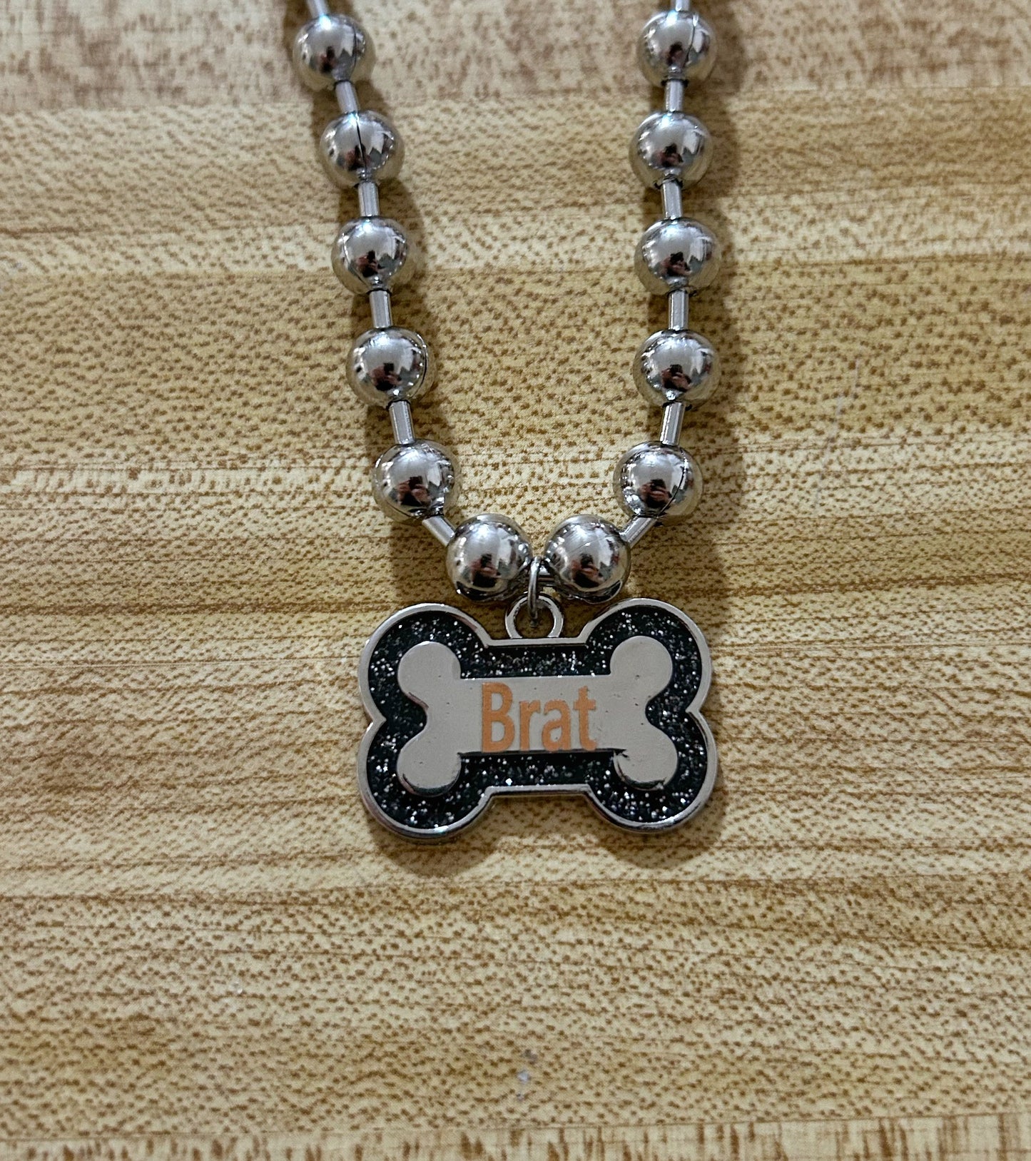 Brat Dog Bone necklace: Black
