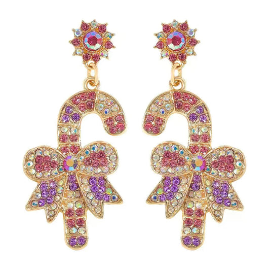 Bling Candy cane earrings