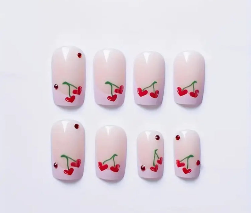Cherry French Tip Nails