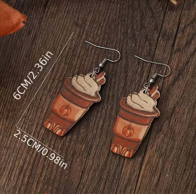 Pumpkin Spice Latte Coffee Cup Earrings