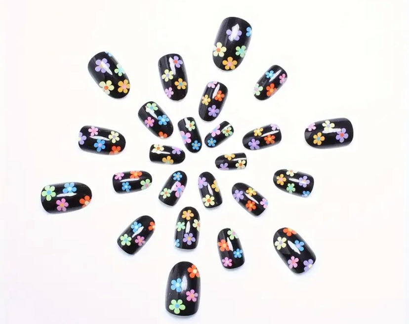 Colorful Flower Nails