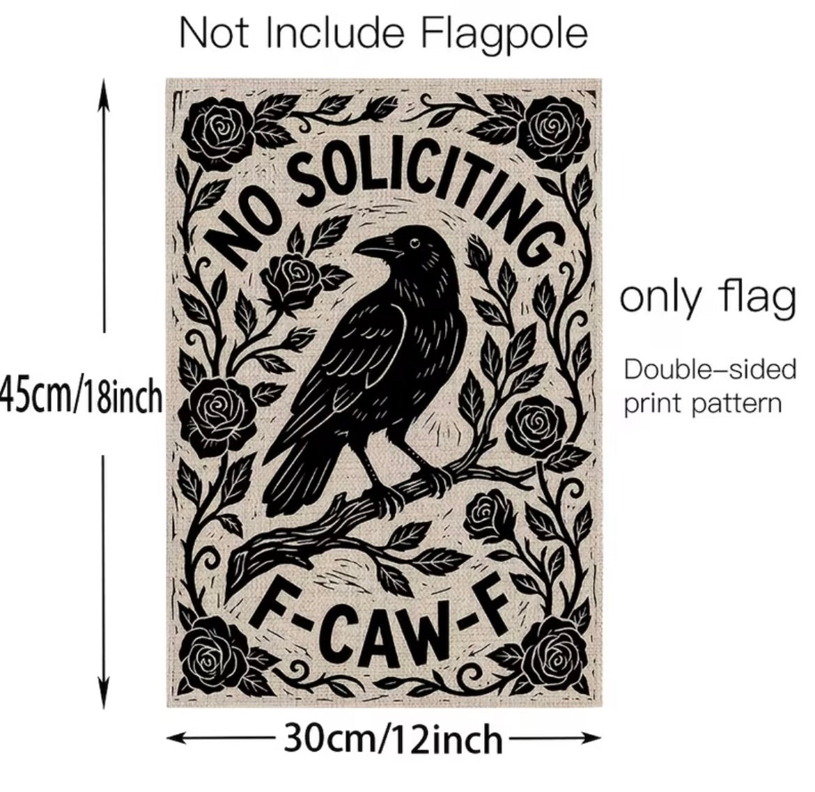 No Soliciting F-Caw-F Garden Flag