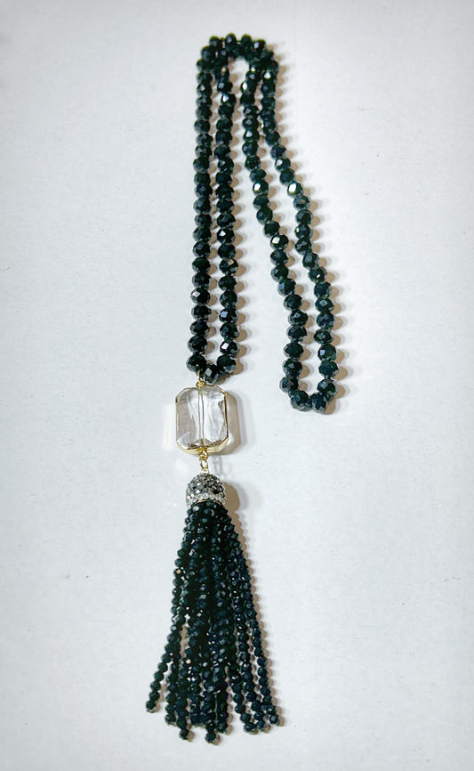 Boho Tassel Necklace: Black