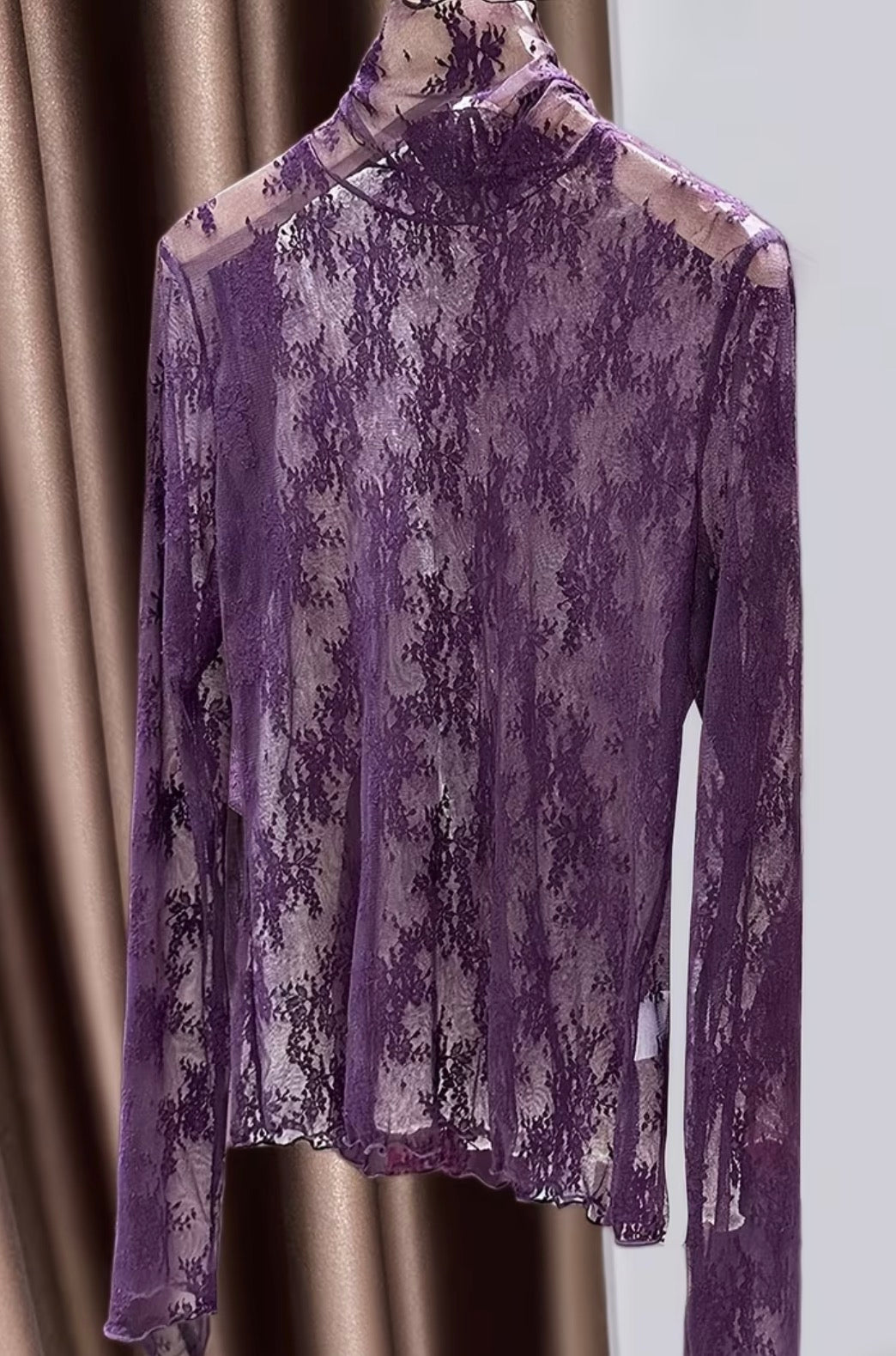 Purple Floral Mesh Top