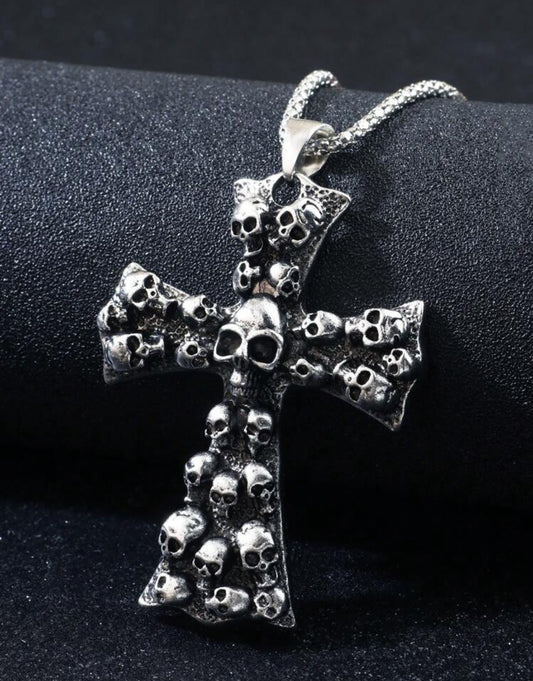 Goth Skull Cross Necklace