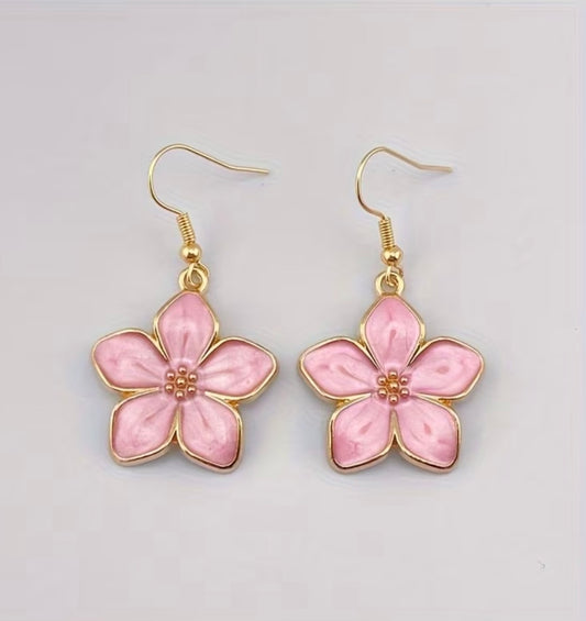 Pink Flower Earrings