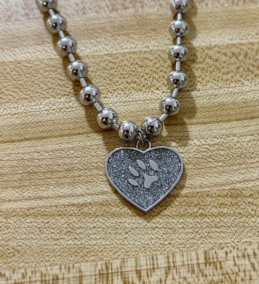 Paw Heart necklace: Silver