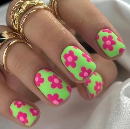 Bright Flower Nails