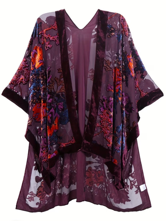 Burnout Velvet Kimono