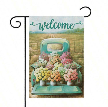 Welcome Vintage Truck Garden Flag