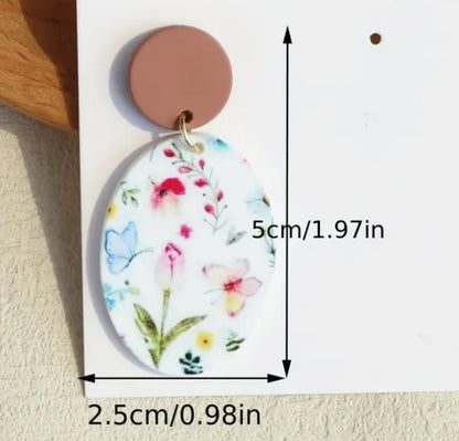 Floral Spring Oval Earrings