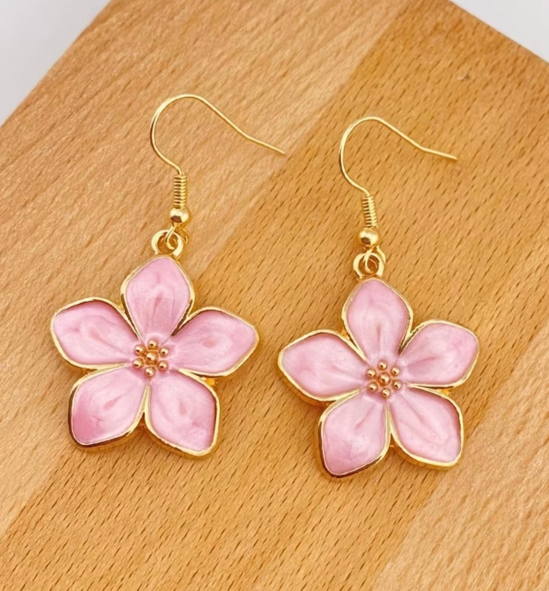 Pink Flower Earrings