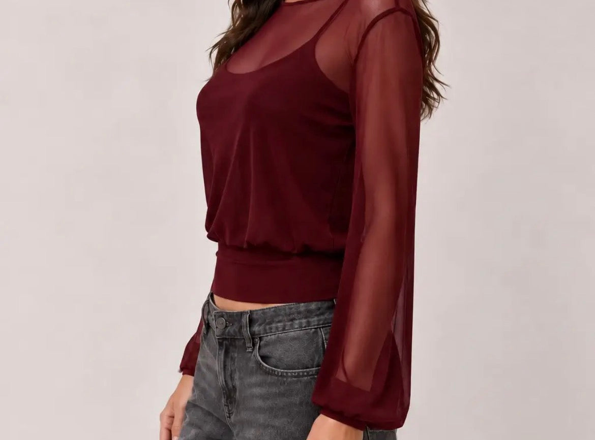 Bell Sleeve Top Wiith Cami Tank Y2K Style