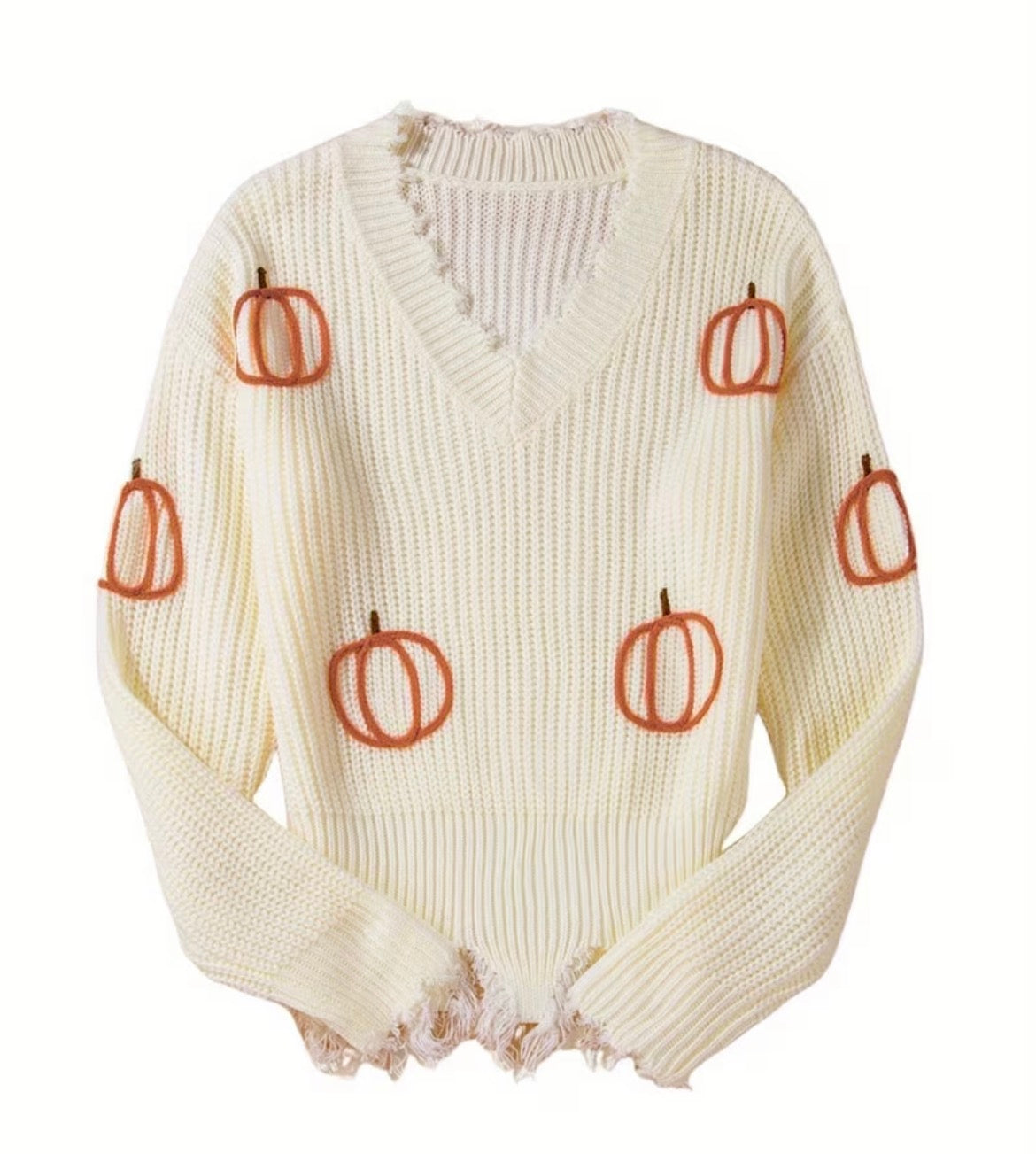 Pretty Pumpkin Fray Sweater