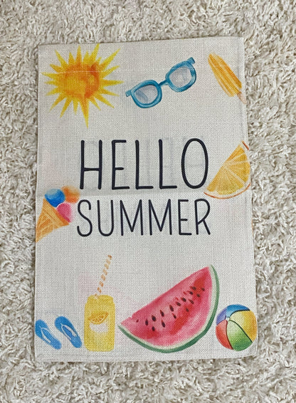 Hello summer garden flag