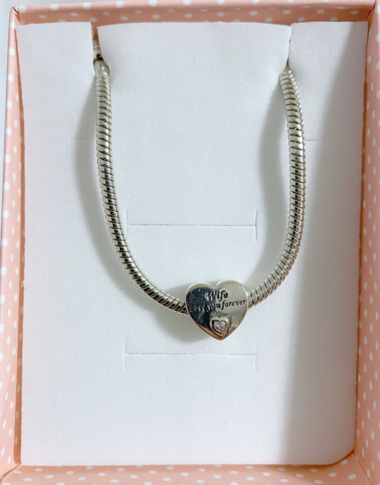 Wife, Love You Forever Charm Bracelet