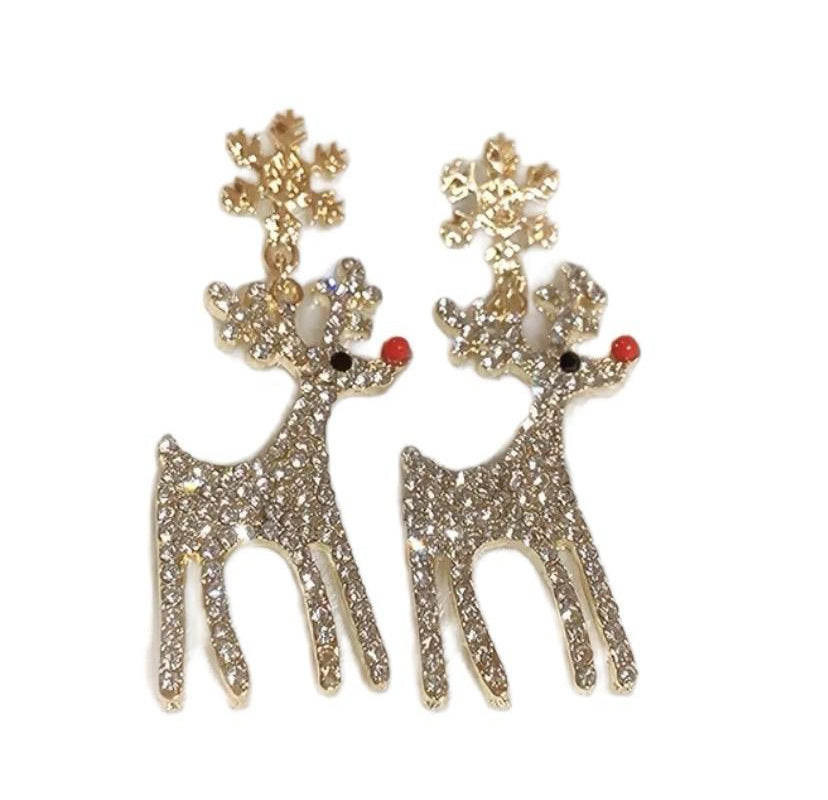 Rhinestone Reindeer Earrings