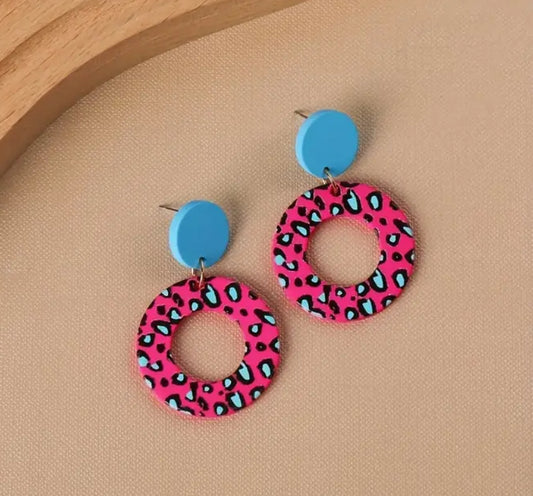 Pink Leopard Earrings
