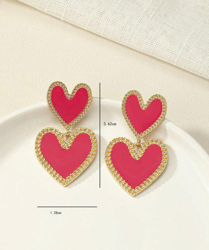 Pretty Heart Earrings Hot Pink