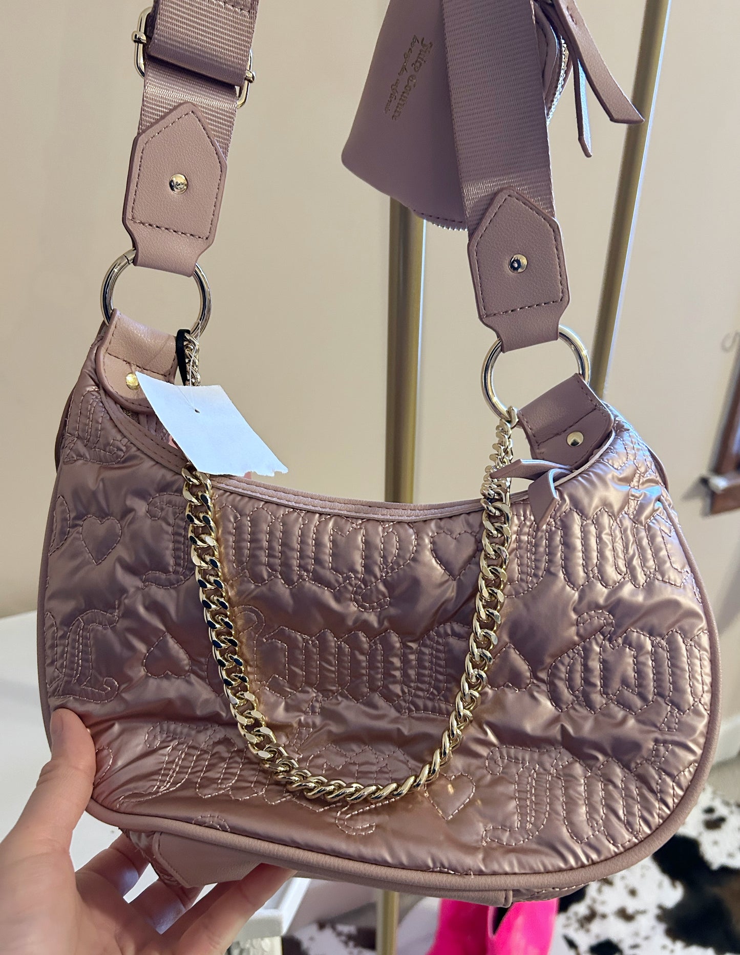 Juicy Couture Metallic pink bag with chain NWT