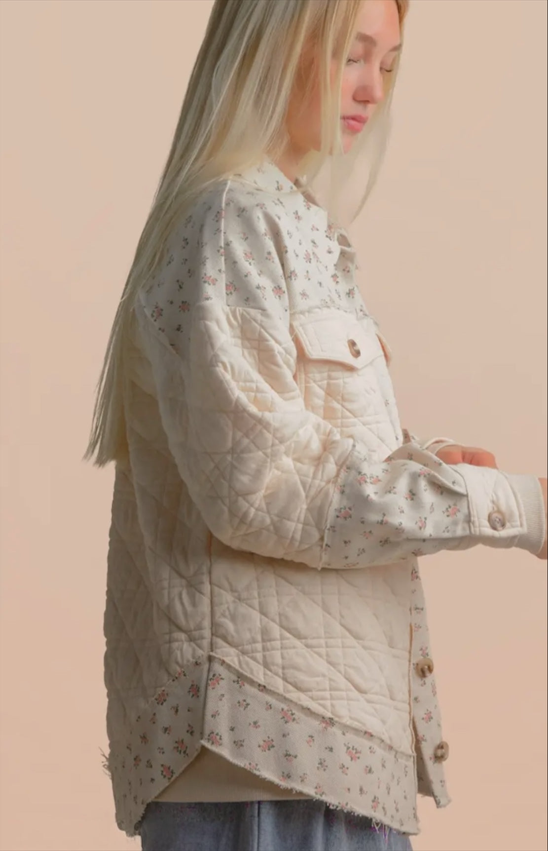 Floral Contrast Oversized Jacket