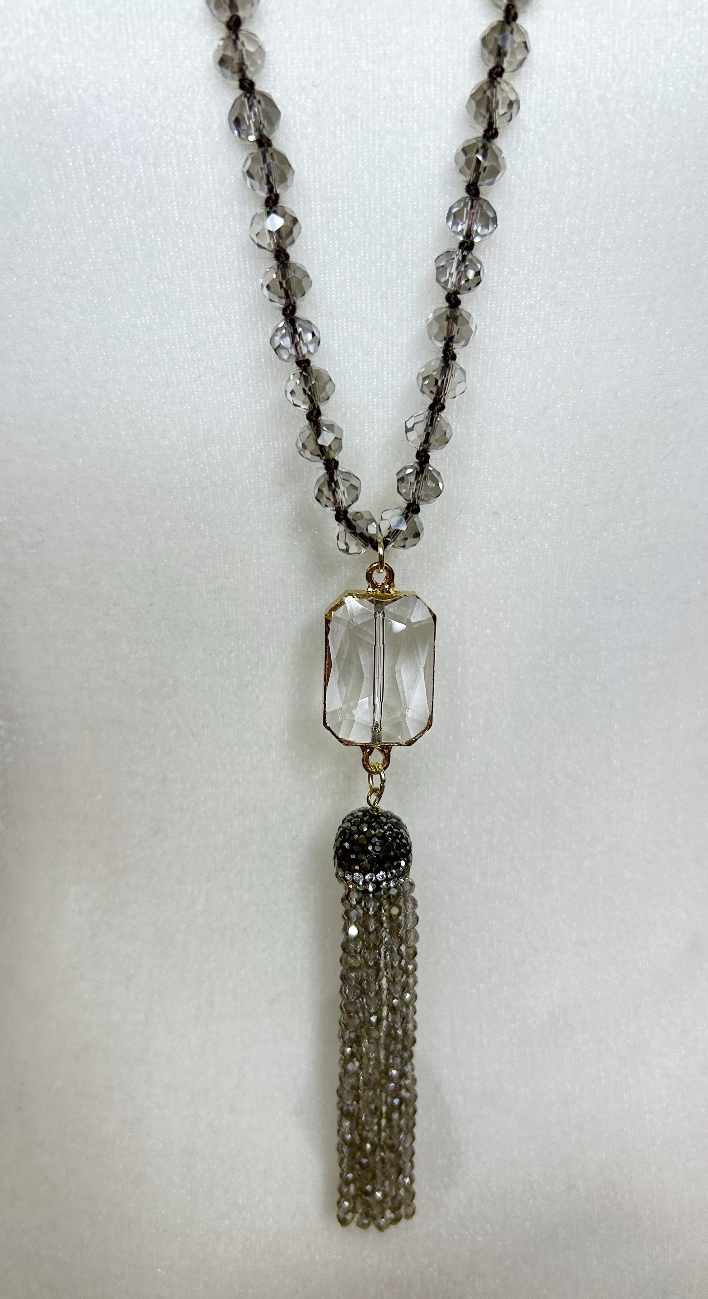 Boho Tassel Necklace: Gray