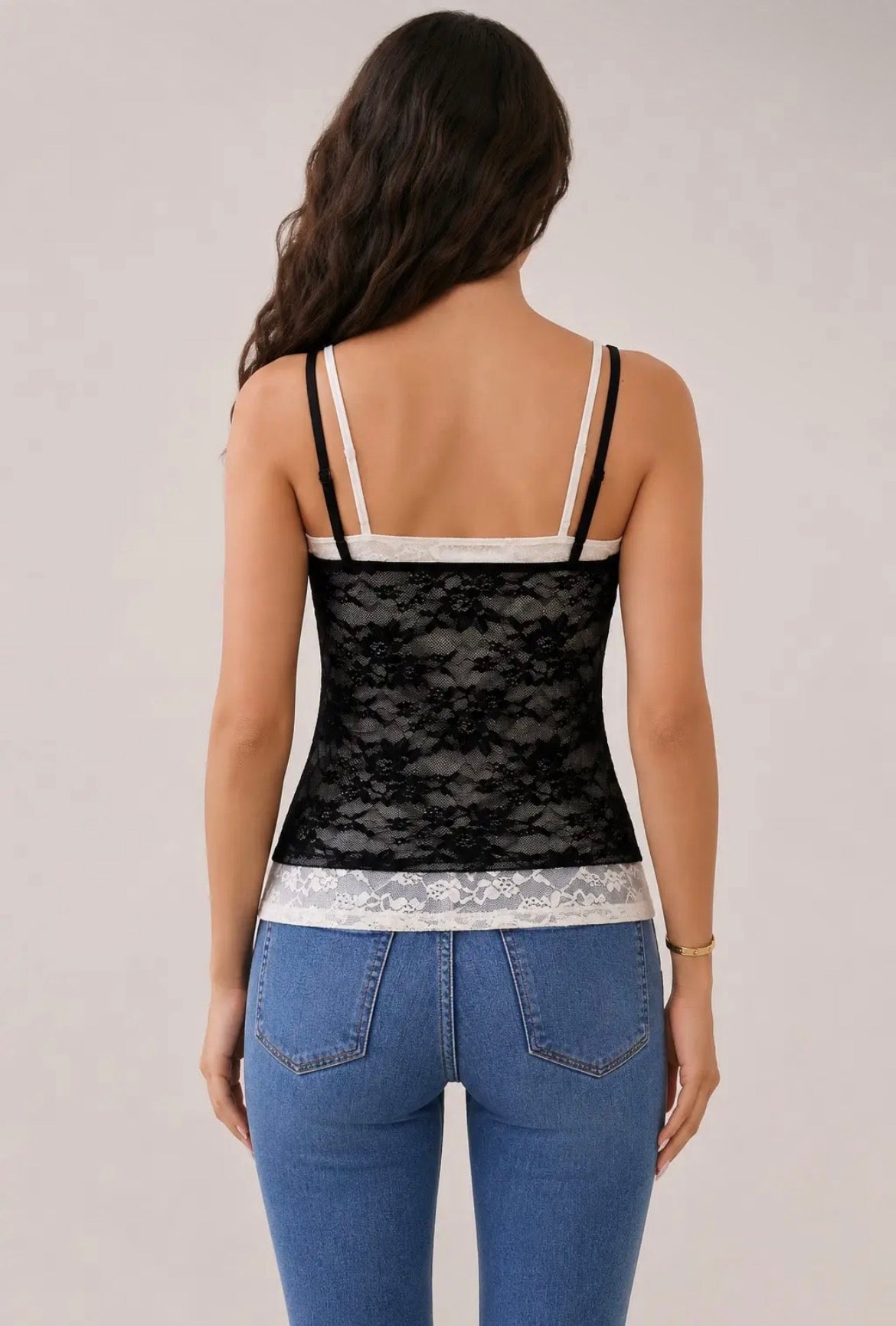 Lace Double Layer Cami Crop Top