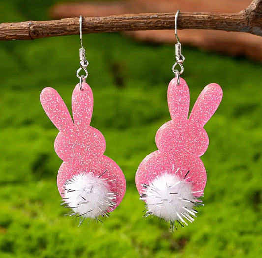 Pink Fuzzy Bunny Earrings