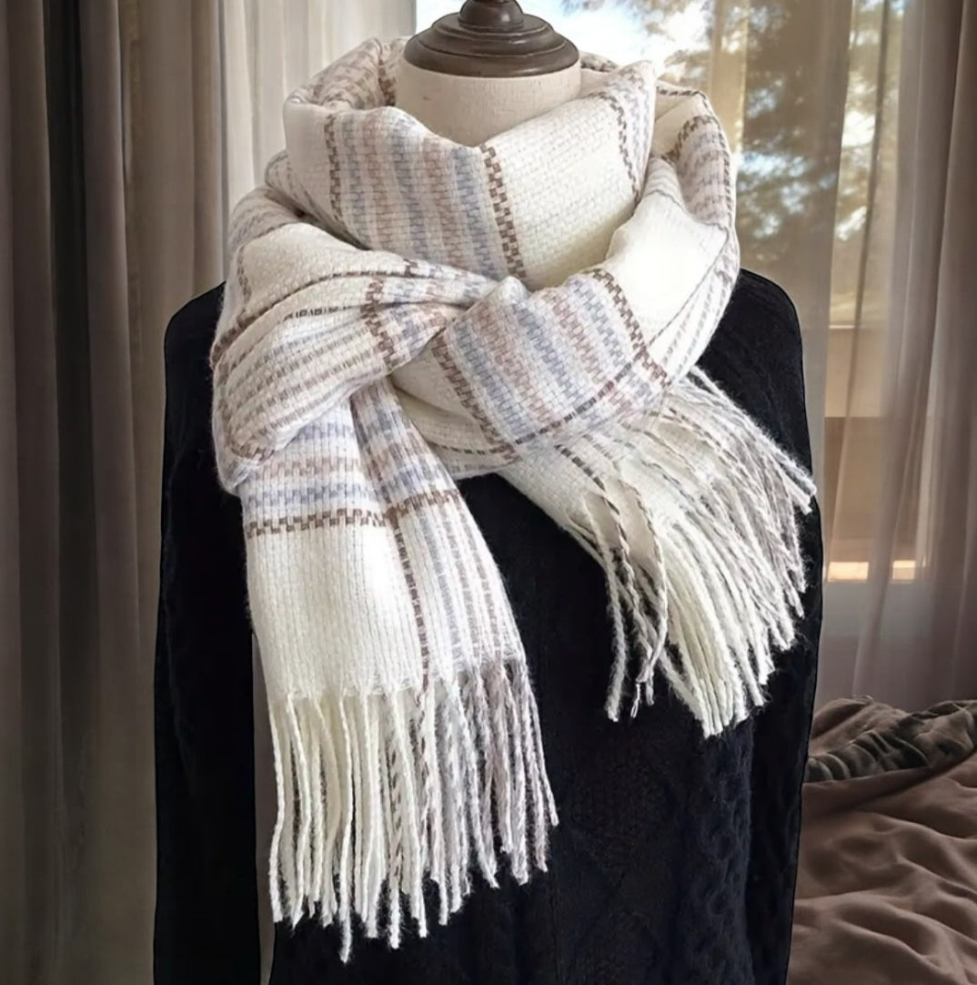 Striped Tassel Scarf