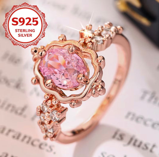 Pink Princess Oval Stone Ring