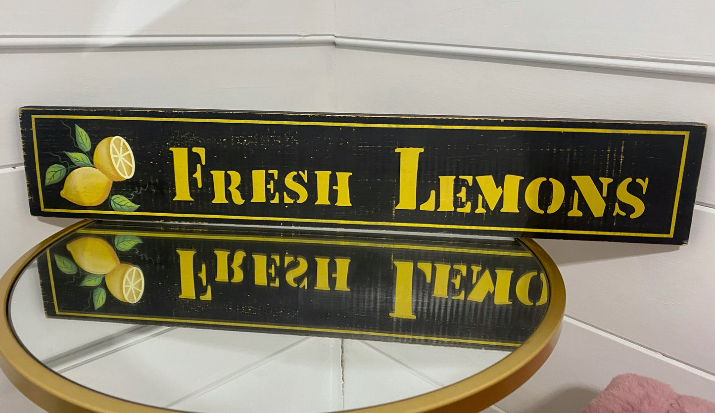 Fresh lemons sign