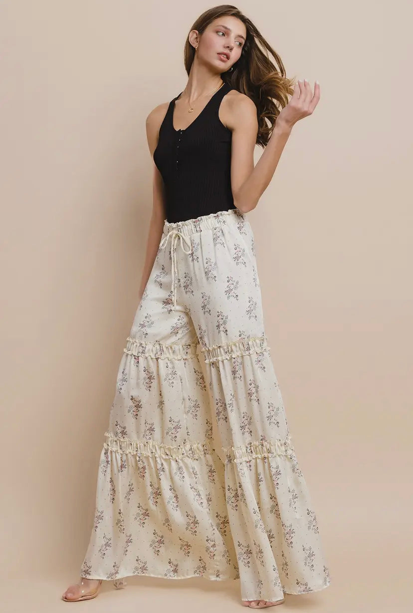 Floral Tiered Palazzo Pants