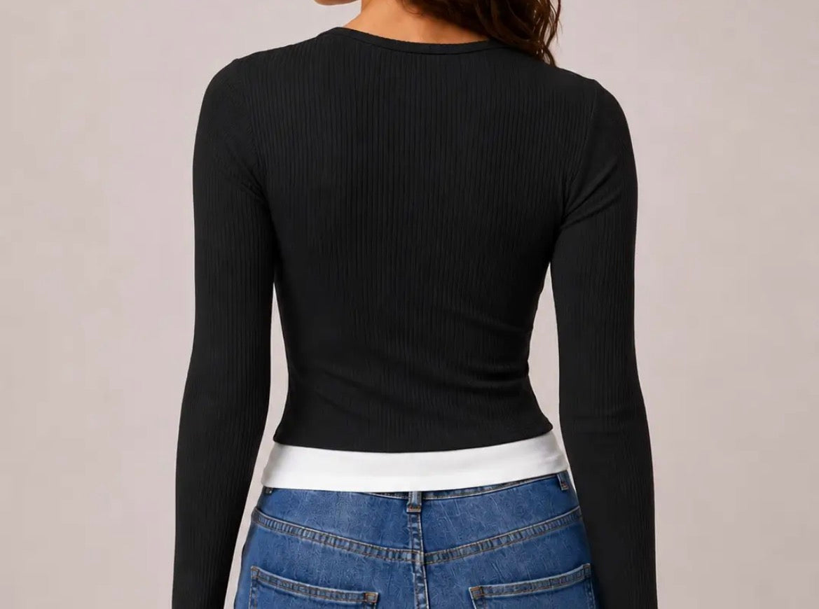 Bow detail Layered long sleeve