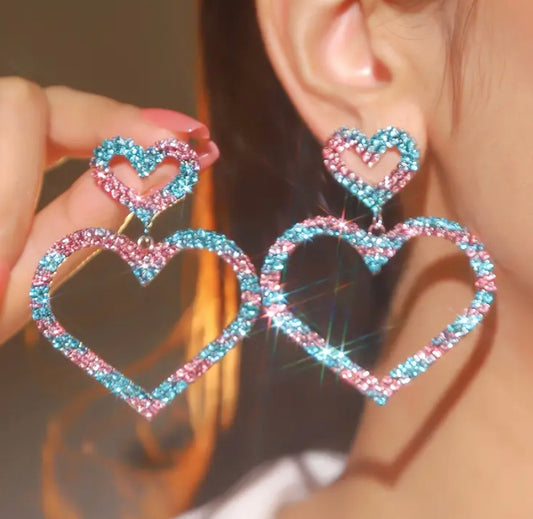 Heart Rhinestone Multicolor earrings