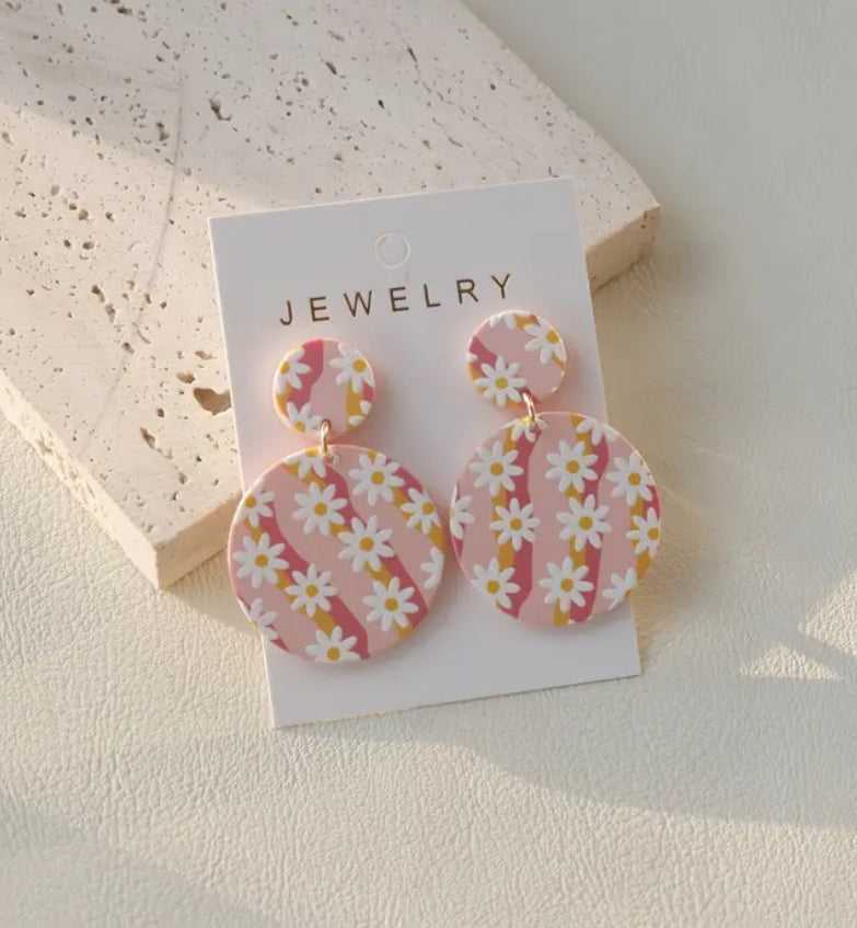 Pink Daisy Earrings
