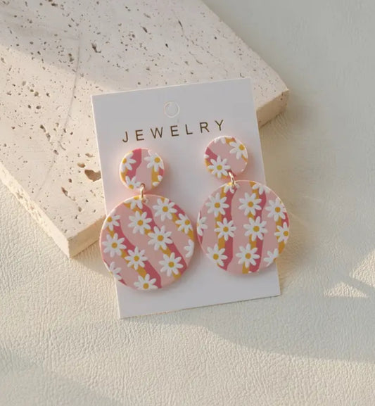 Pink Daisy Earrings