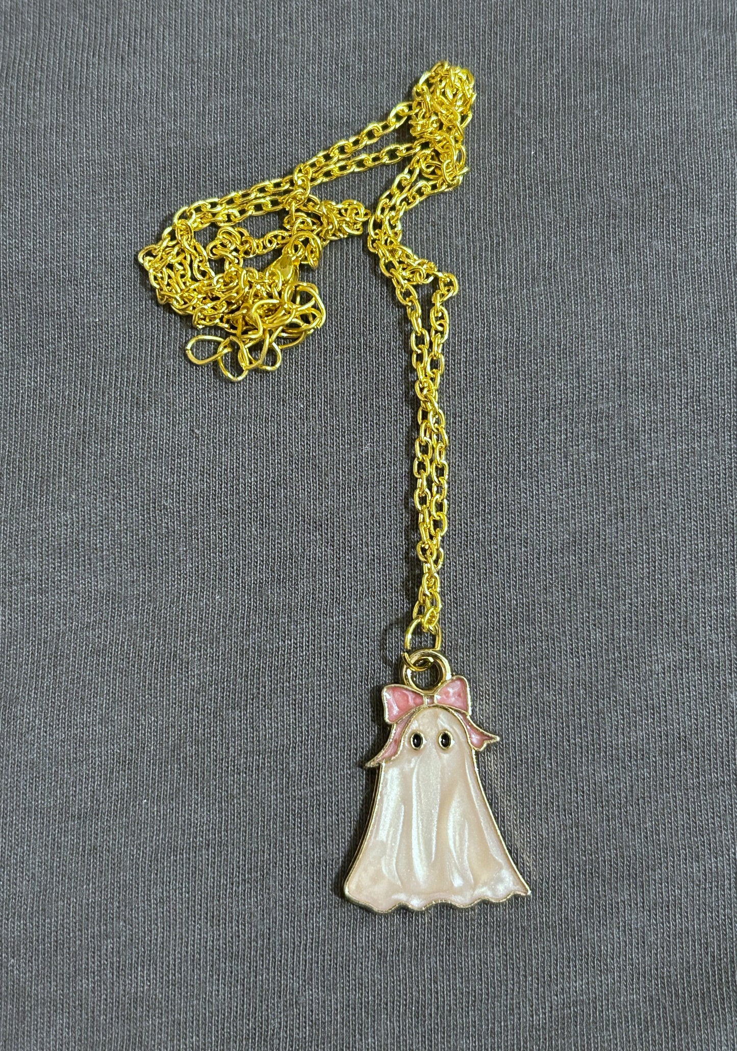Ghost w/ Pink Bow Necklace