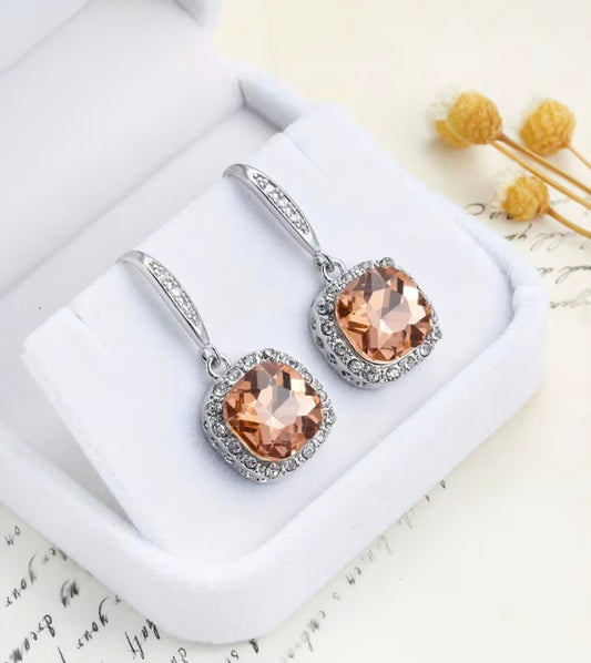 Elegant Square Gem Earrings