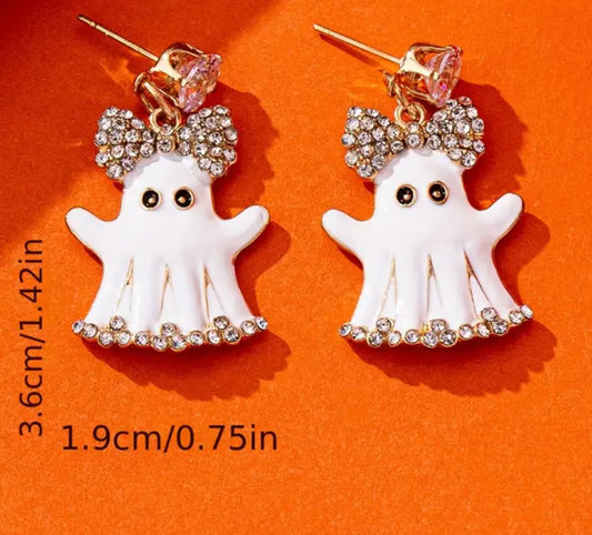 Rhinestone Ghost Earrings