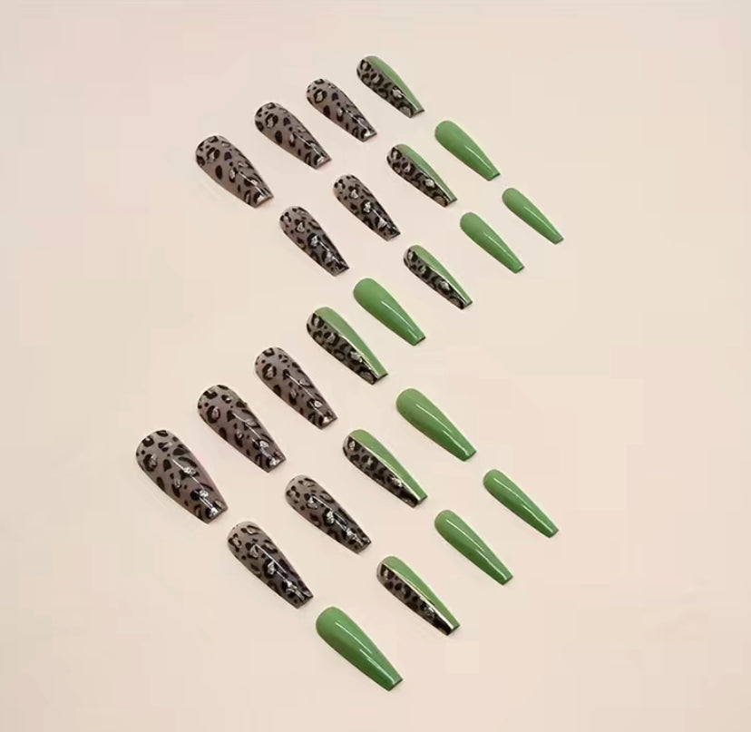 Green Leopard Nails