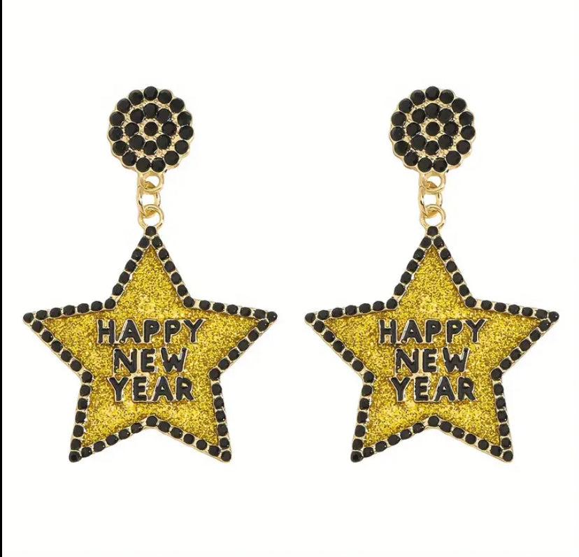 Happy New Year Star Earrings