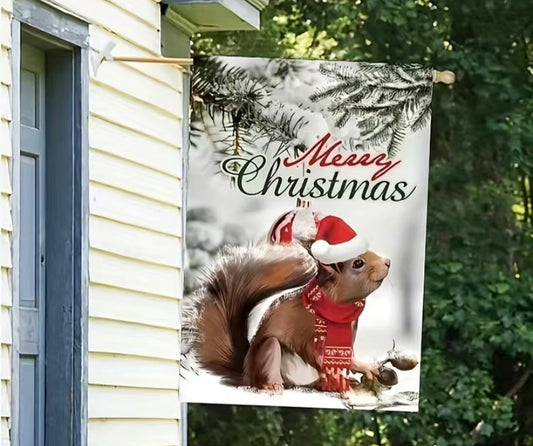 Christmas Squirrel Garden Flag