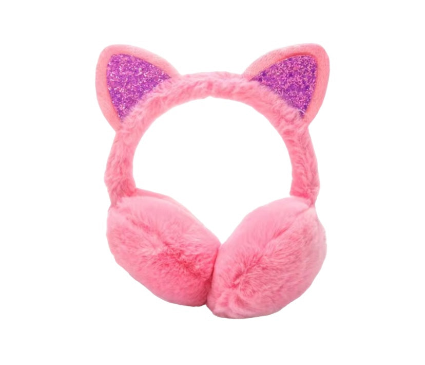 Pink Sequin Cat Ears Earmuffs