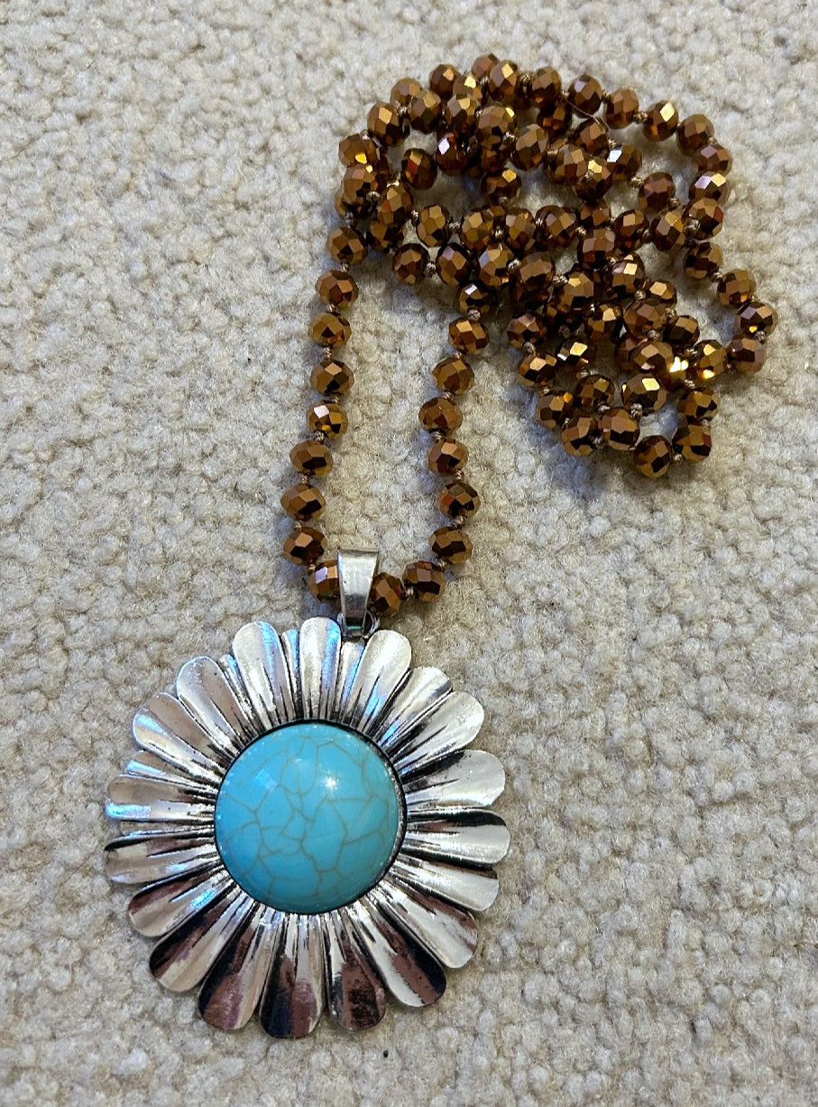 Boho Turquoise Flower Necklace